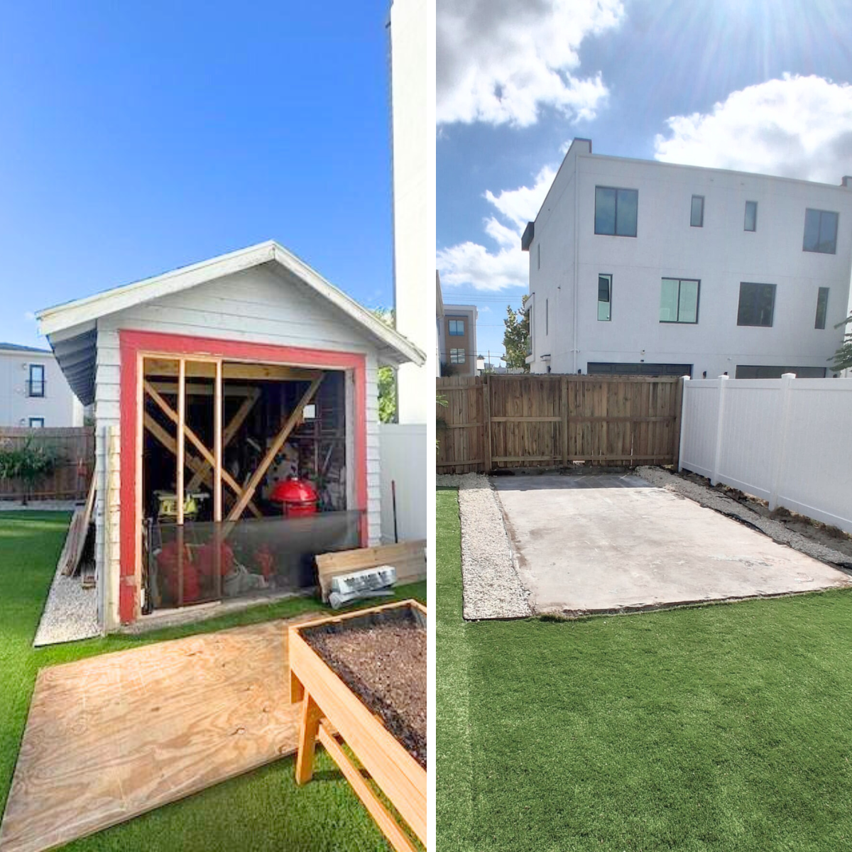 Before and after shed removal by Site Masters Tampa
